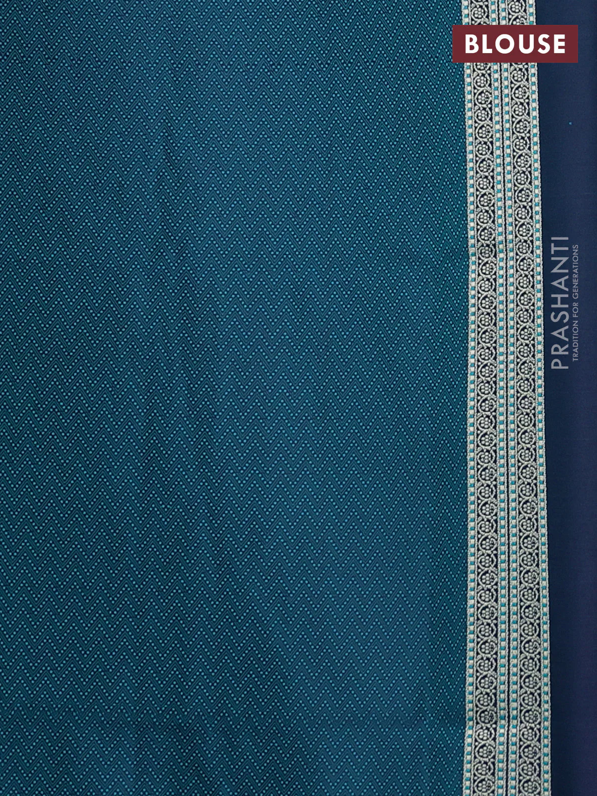 Banarasi semi katan silk saree dual shade of bluish green with allover thread woven buttas and zari woven butta border - Image 3