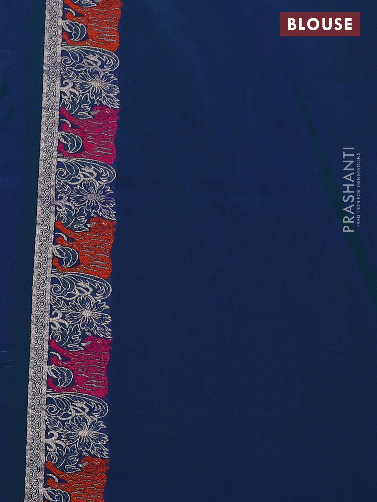 Banarasi semi katan silk saree dual shade of bluish green with allover zari weaves and thread & zari woven border - Image 3