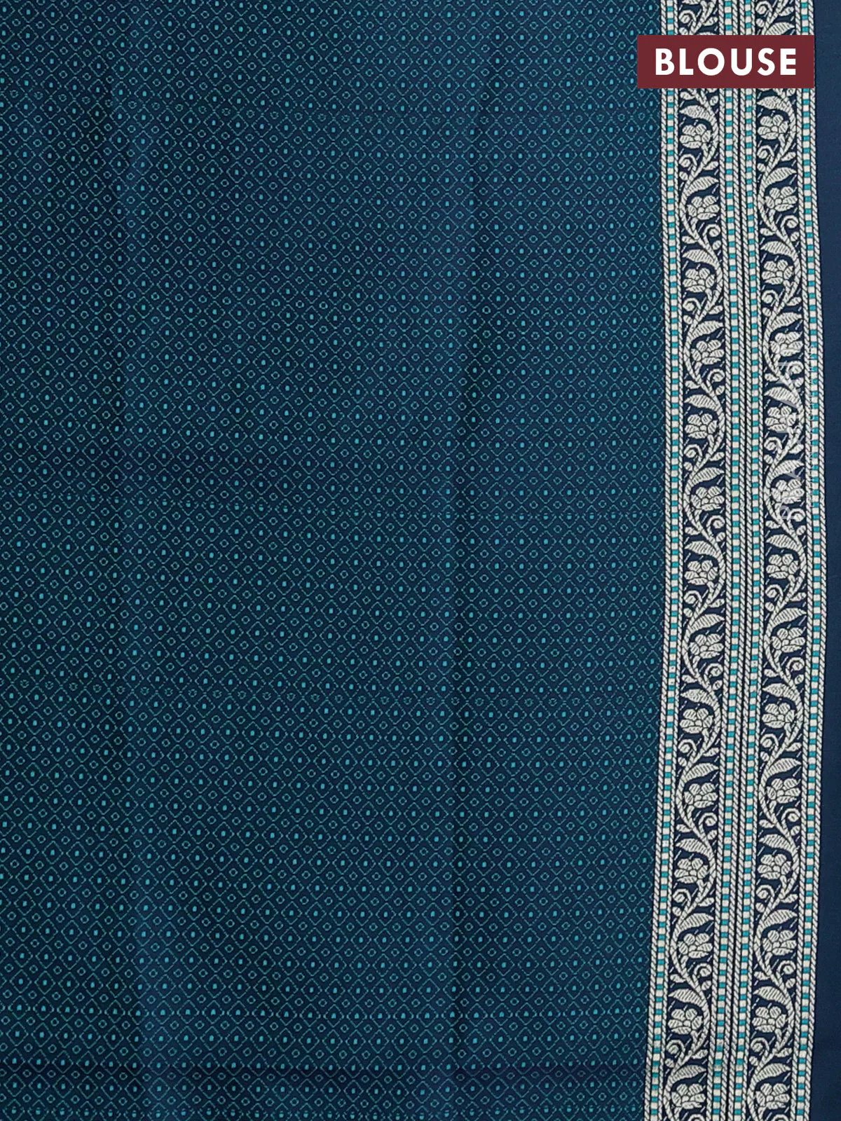 Banarasi semi katan silk saree dual shade of bluish green with alover zari weaves and zari woven border - Image 3