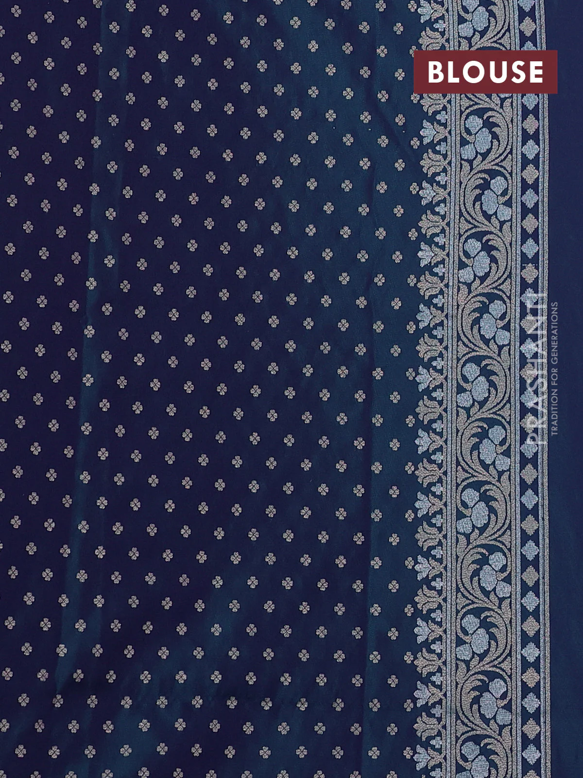 Banarasi semi katan silk saree dual shade of bluish pink with allover silver & zari weaves and zari woven border - Image 3
