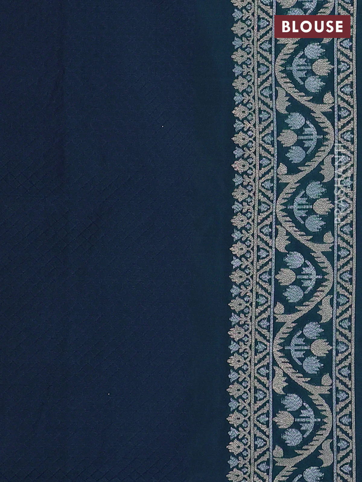 Banarasi semi katan silk saree dual shade of peacock green with allover thread & zari jamdhani weaves and zari woven border - Image 3