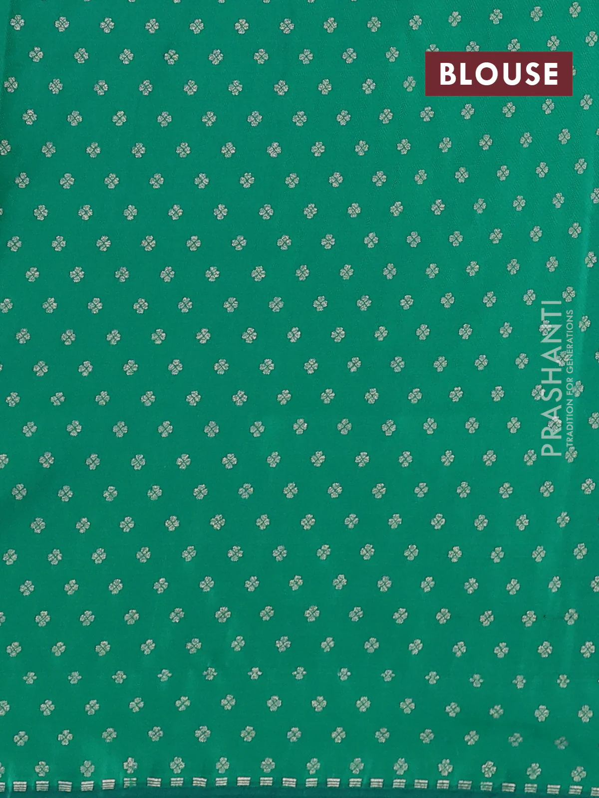 Banarasi semi katan silk saree green with allover jamdhani weaves and zari woven border - Image 3