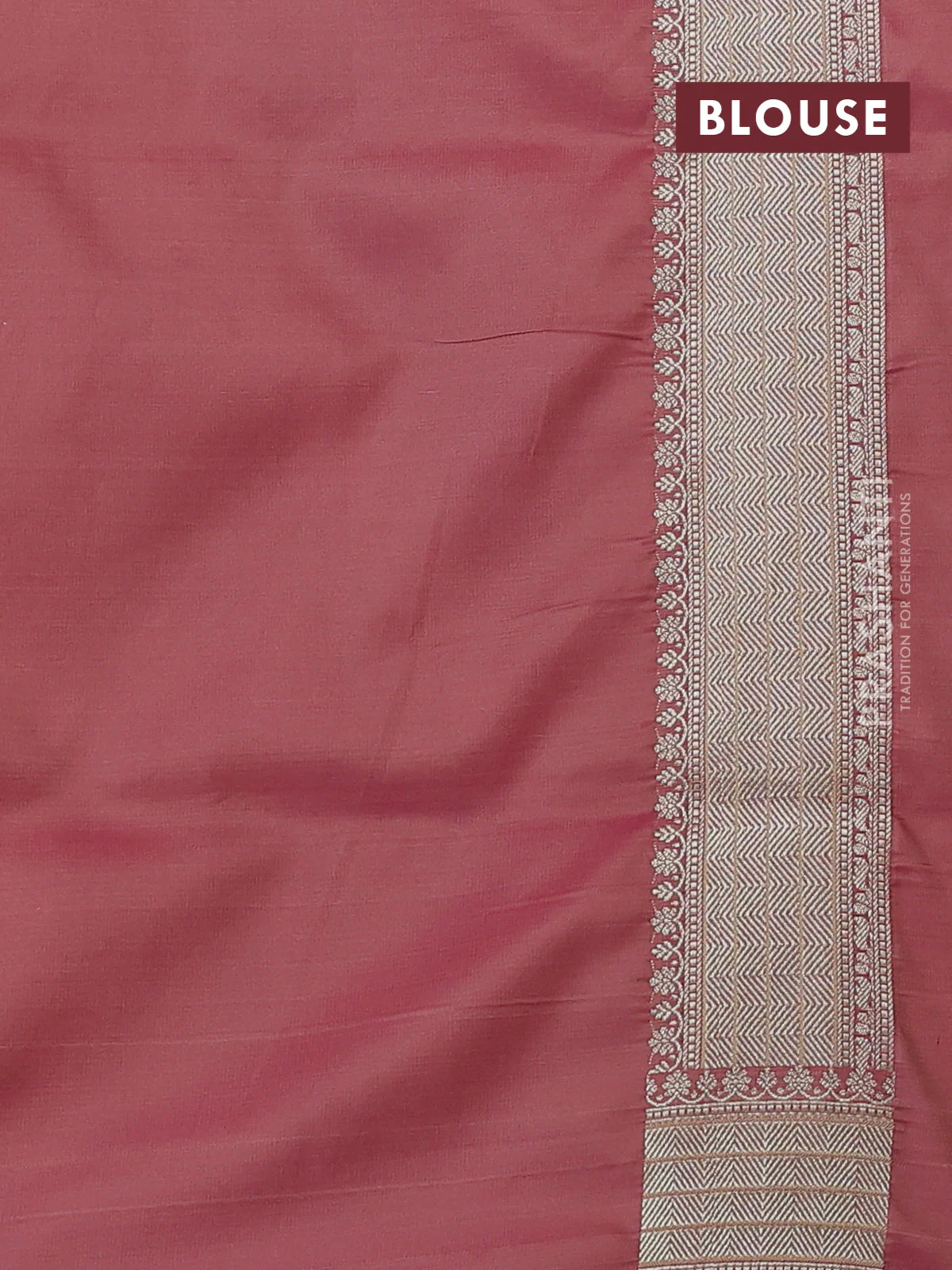 Banarasi semi katan silk saree mauve pink with allover thread & zari woven buttas and zari woven border - Image 3