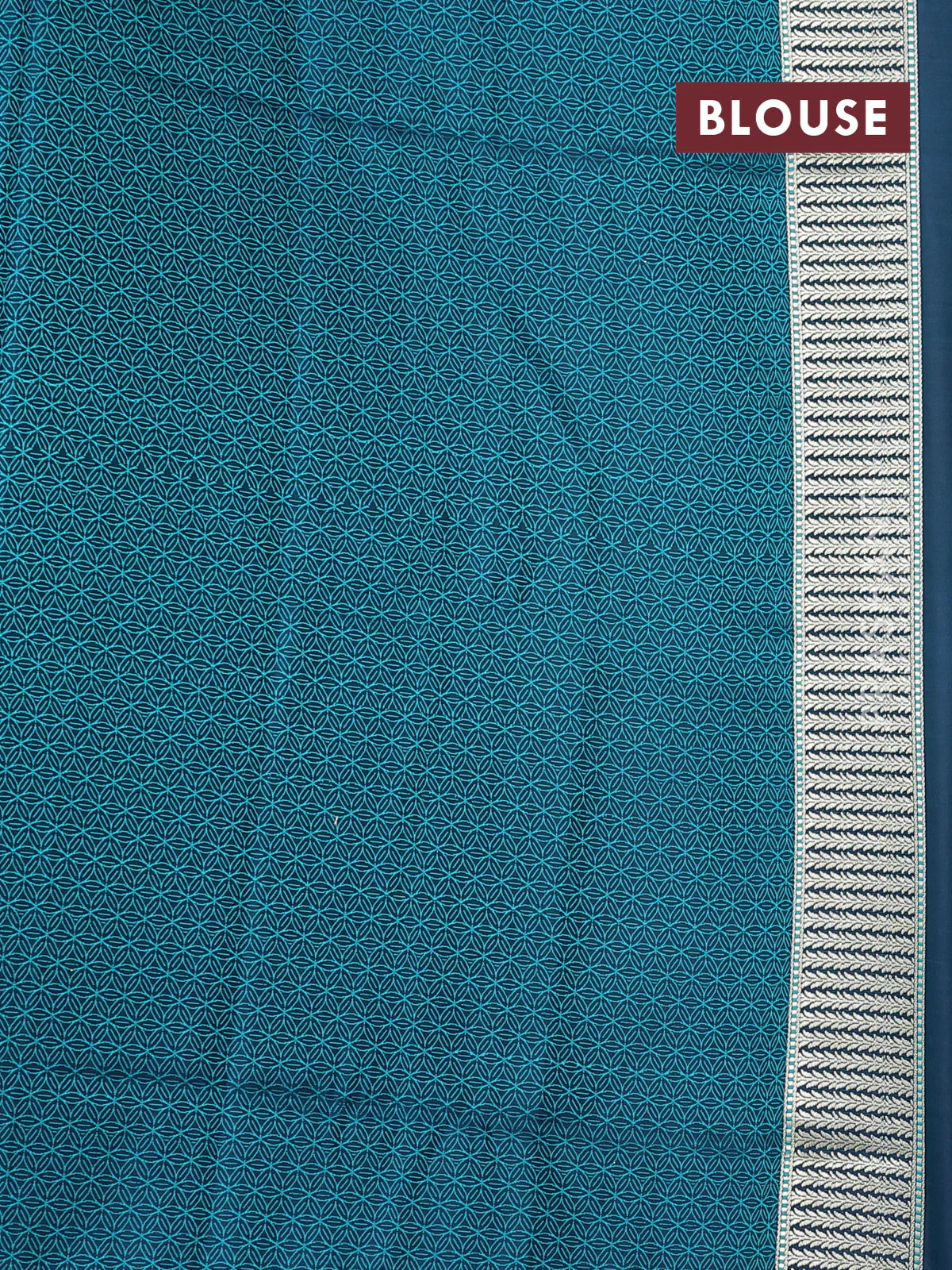 Banarasi semi katan silk saree navy blue with allover floral self emboss and zari woven border - Image 3