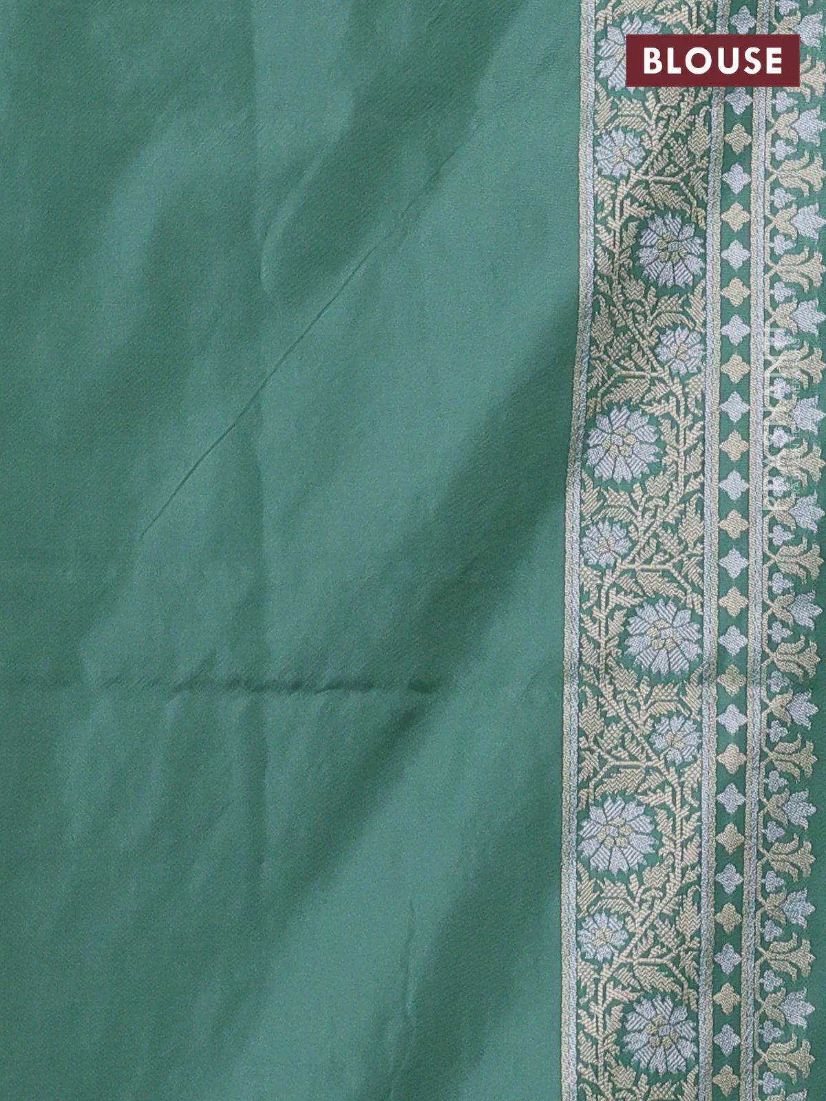 Banarasi semi katan silk saree pastel green with allover jamdhani weaves and zari woven border - Image 3