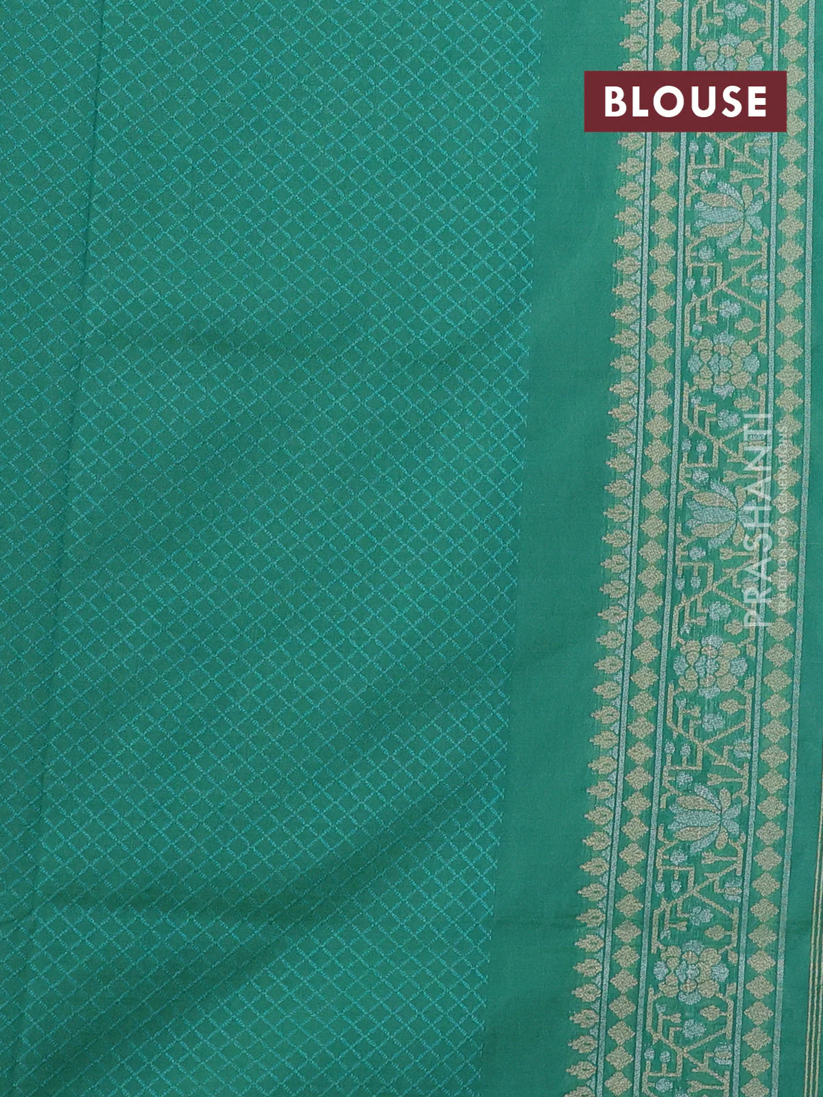 Banarasi semi katan silk saree pastel green with allover silver & gold zari woven buttas and zari woven border - Image 3