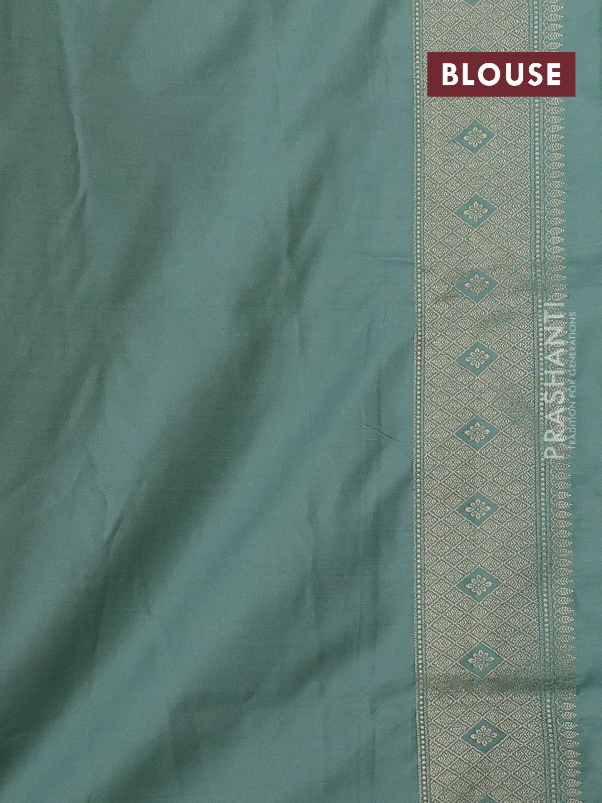 Banarasi semi katan silk saree pastel green with allover thread weaves & zari woven buttas and zari woven butta border - Image 3