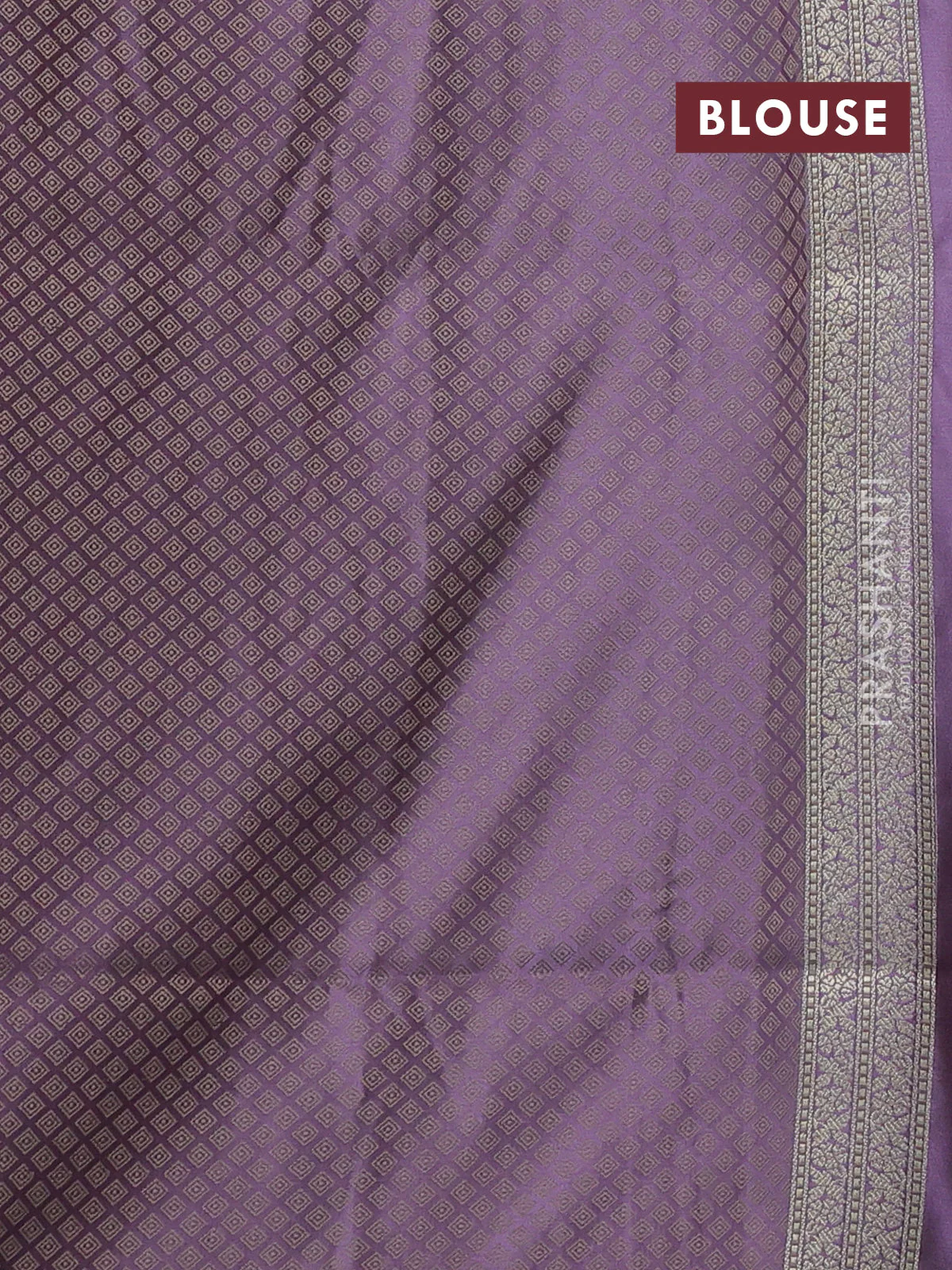 Banarasi semi katan silk saree pastel purple with allover thread weaves & zari woven buttas and zari woven border - Image 3