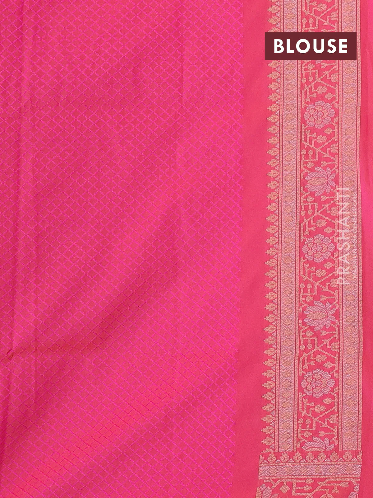 Banarasi semi katan silk saree peach pink with allover silver & gold zari woven buttas and zari woven border - Image 3