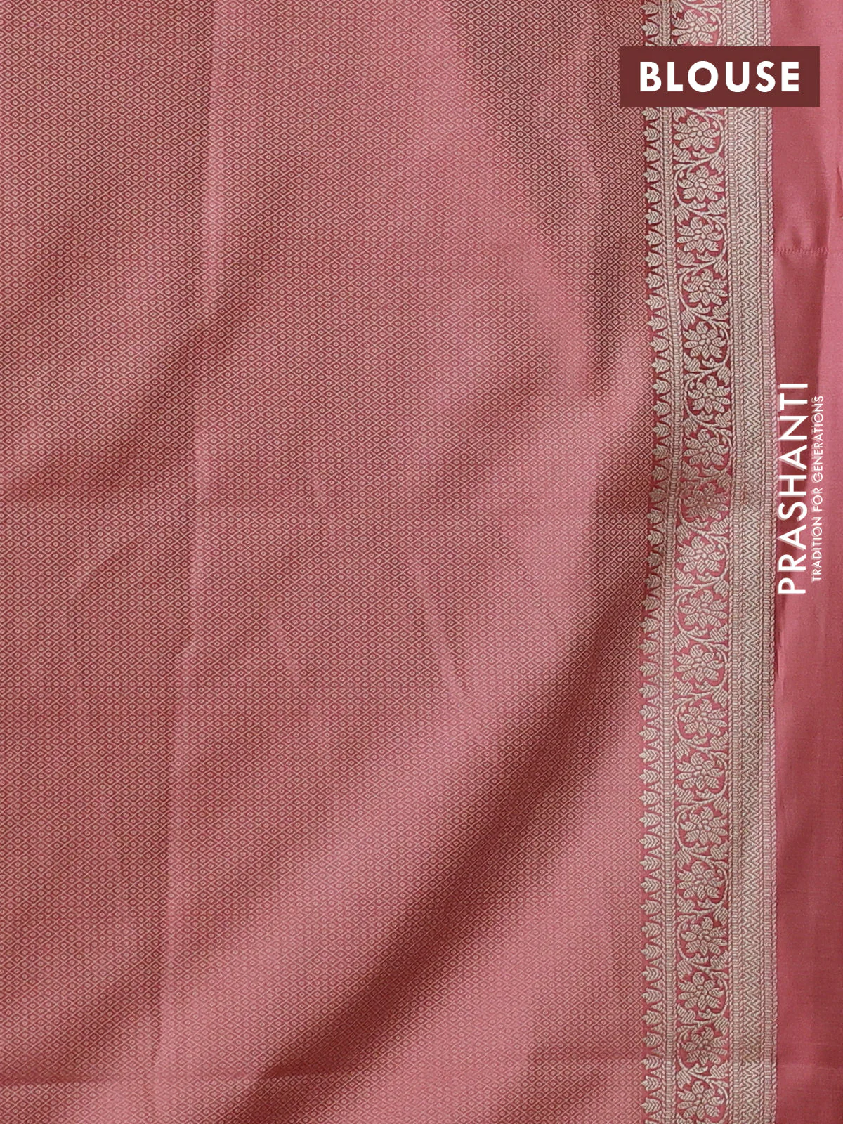 Banarasi semi katan silk saree peach pink with allover thread weaves & zari woven buttas and zari woven border - Image 3