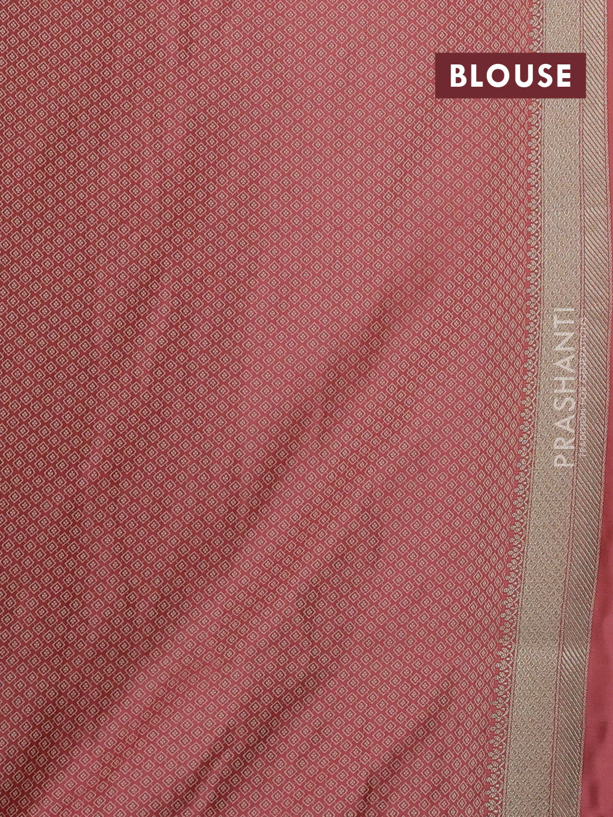 Banarasi semi katan silk saree peach shade with allover floral self emboss & zari woven buttas and zari woven border - Image 3