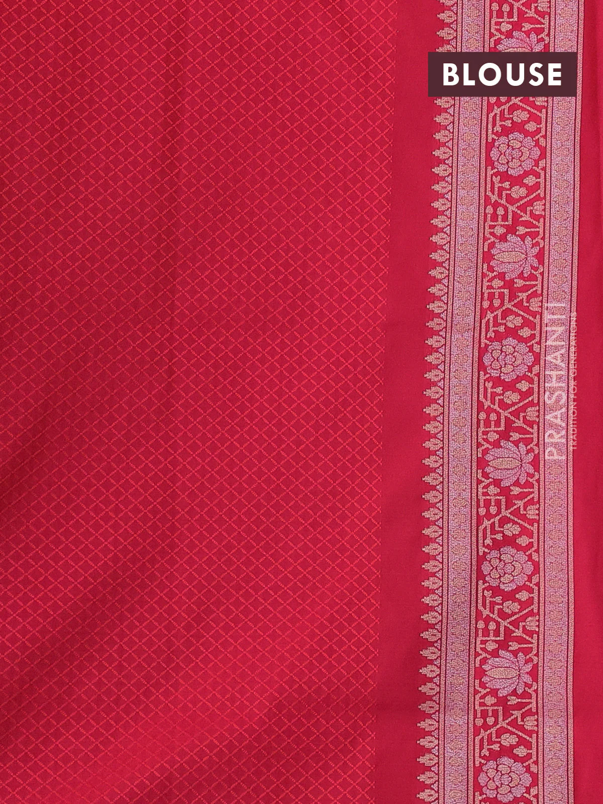 Banarasi semi katan silk saree pink with allover silver & gold zari woven buttas and zari woven border - Image 3