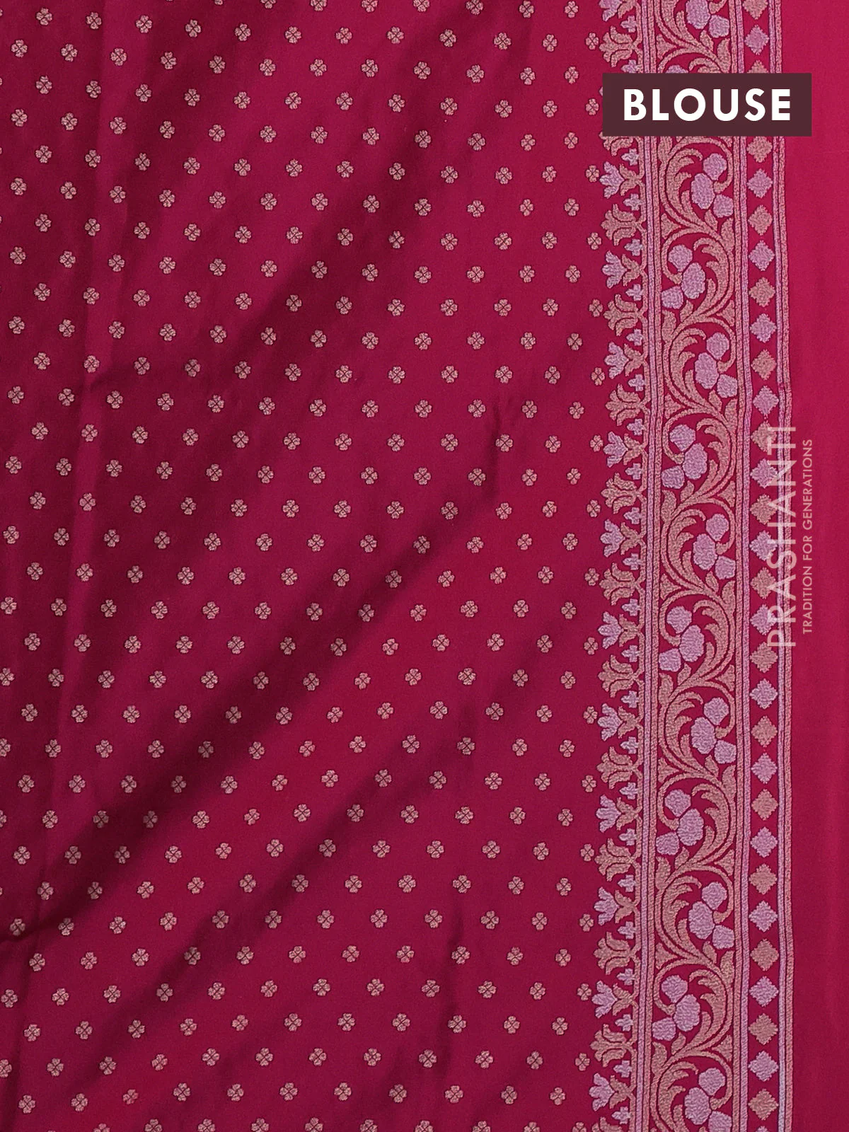 Banarasi semi katan silk saree pink with allover silver & zari weaves and zari woven border - Image 3