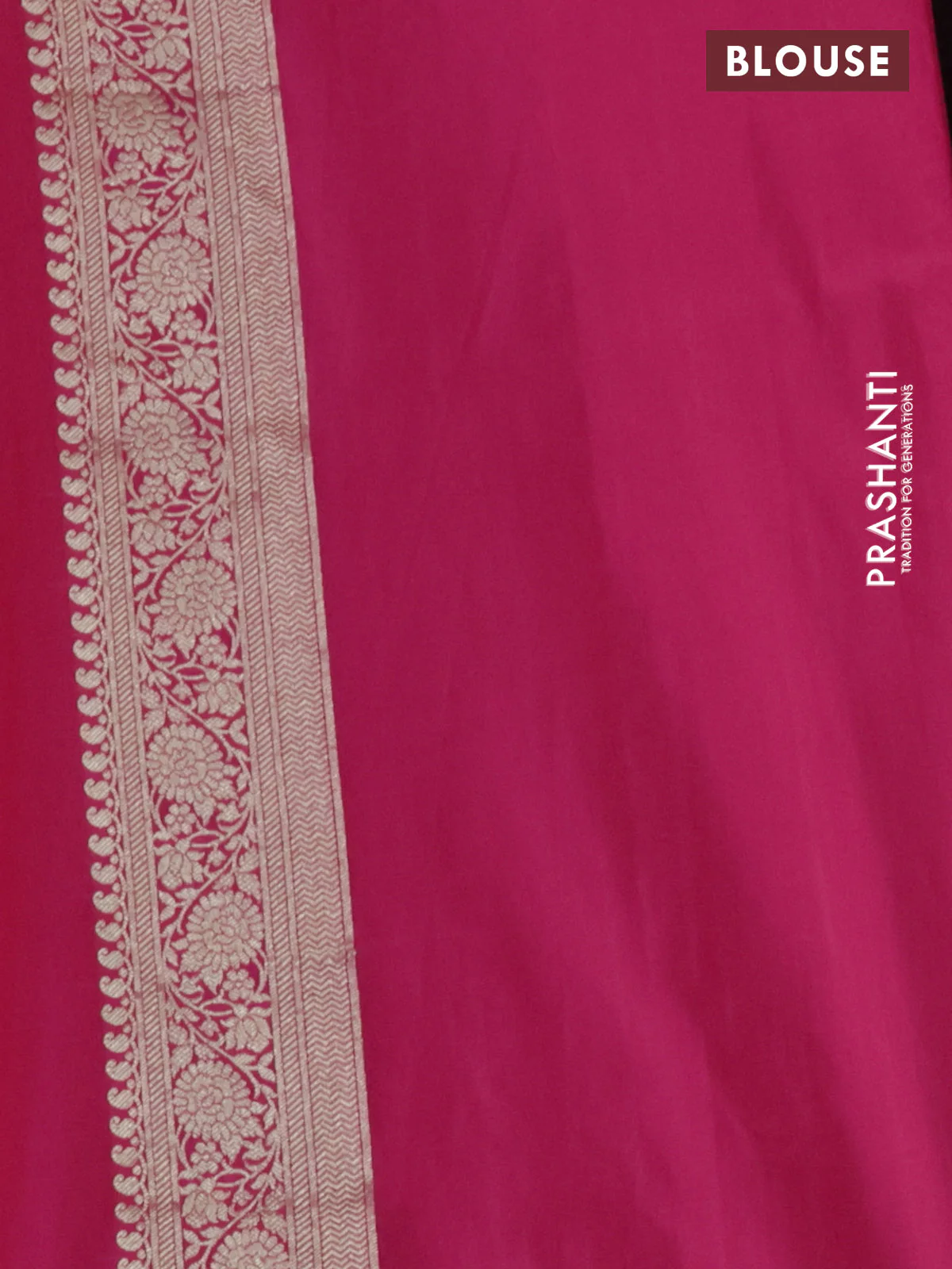Banarasi semi katan silk saree pink with zari woven buttas and zari woven border - Image 3