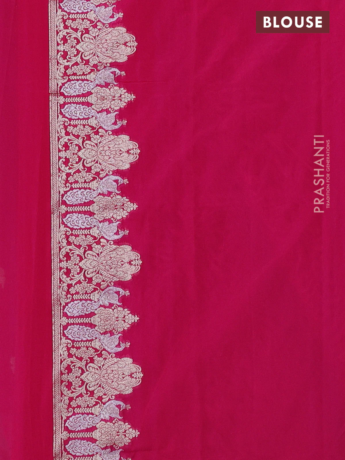 Banarasi semi katan silk saree pink with zari woven buttas and zari woven border - Image 3
