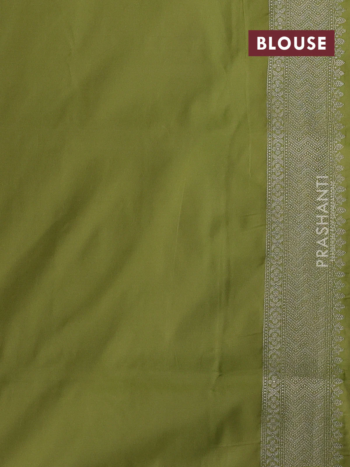 Banarasi semi katan silk saree pista green with allover thread & zari woven buttas and zari woven border - Image 3