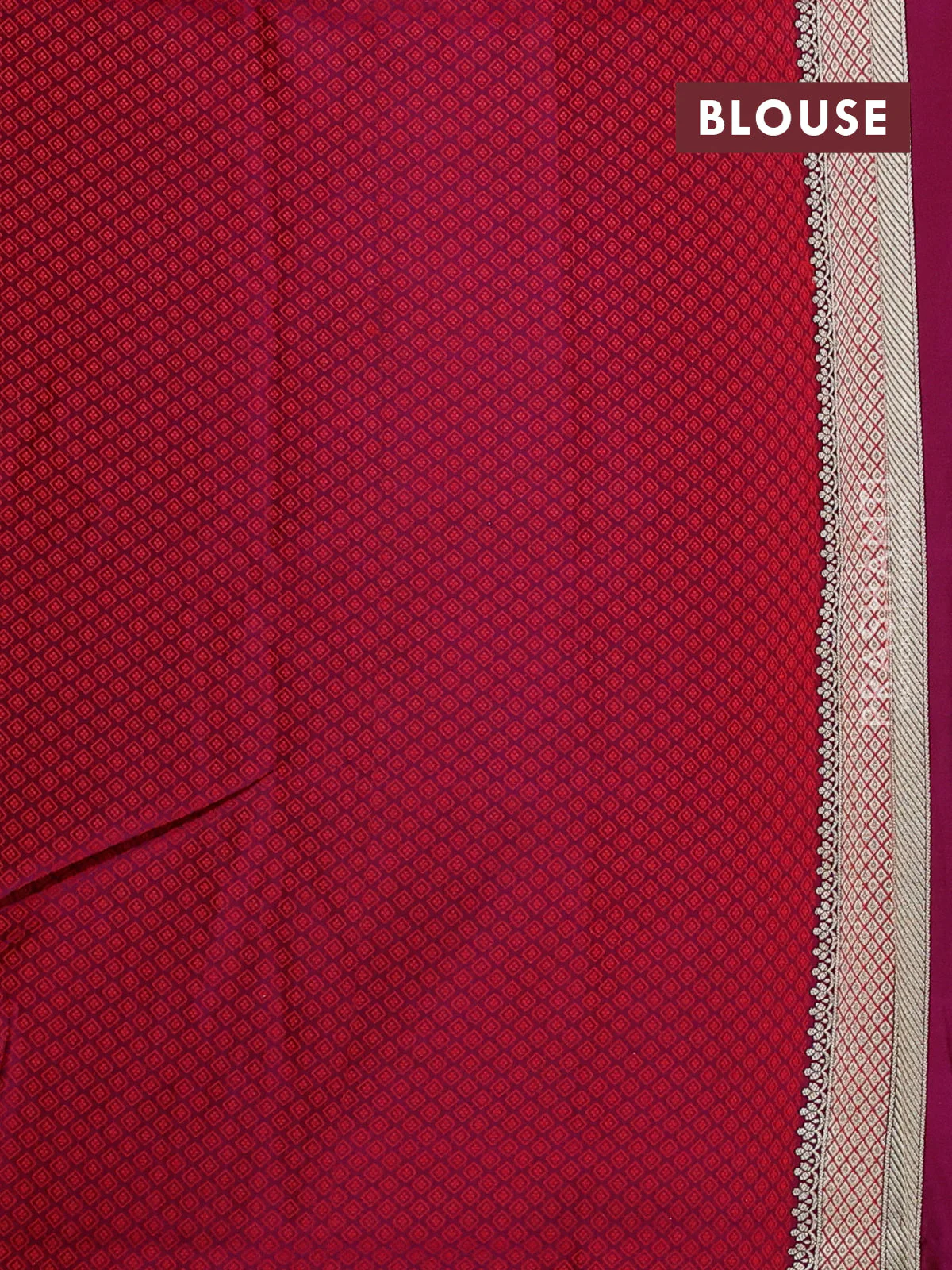 Banarasi semi katan silk saree purple with allover floral self emboss & zari woven buttas and zari woven border - Image 3