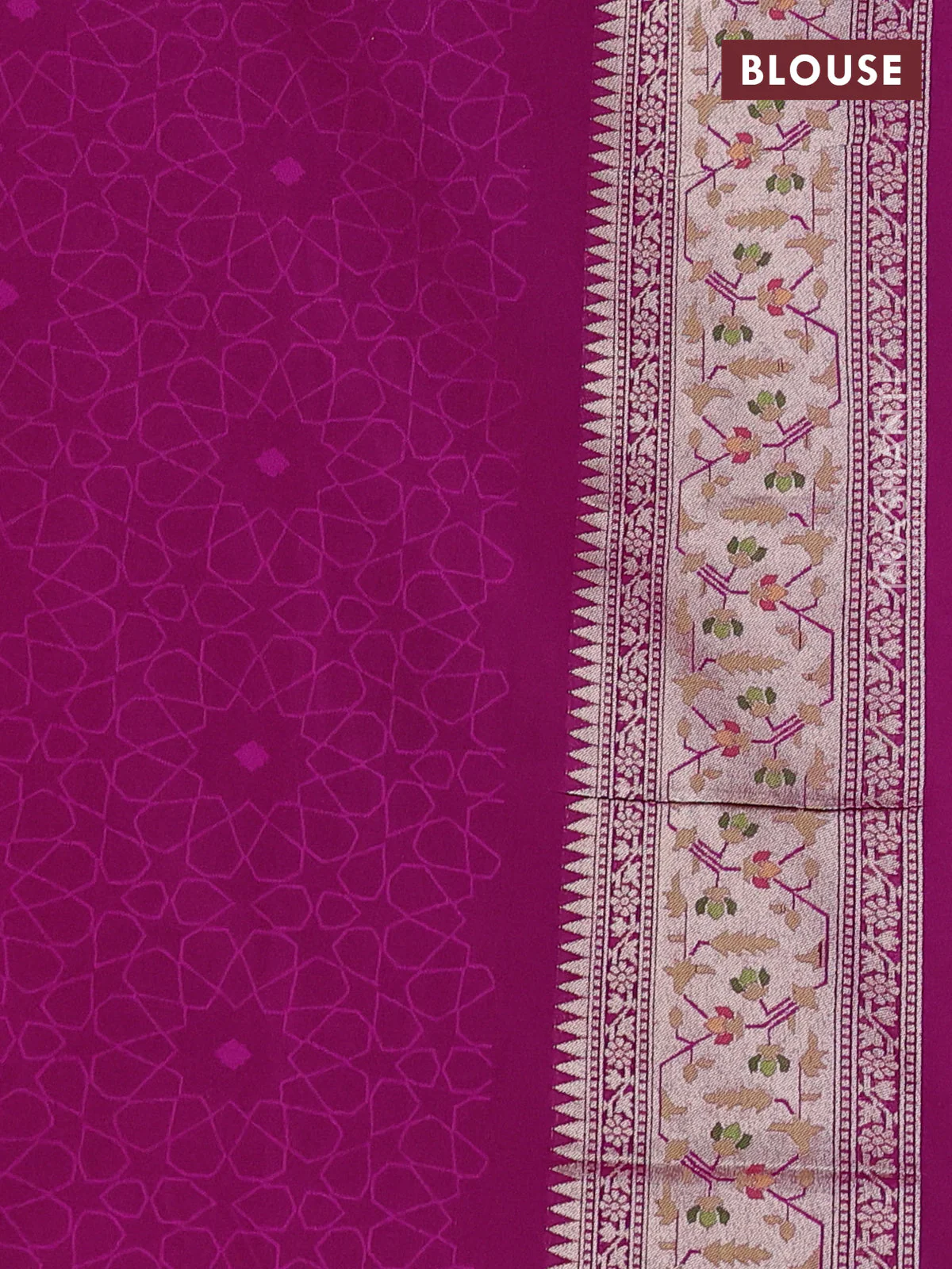 Banarasi semi katan silk saree purple with allover thread & zari jamdhani weaves and zari woven border - Image 3
