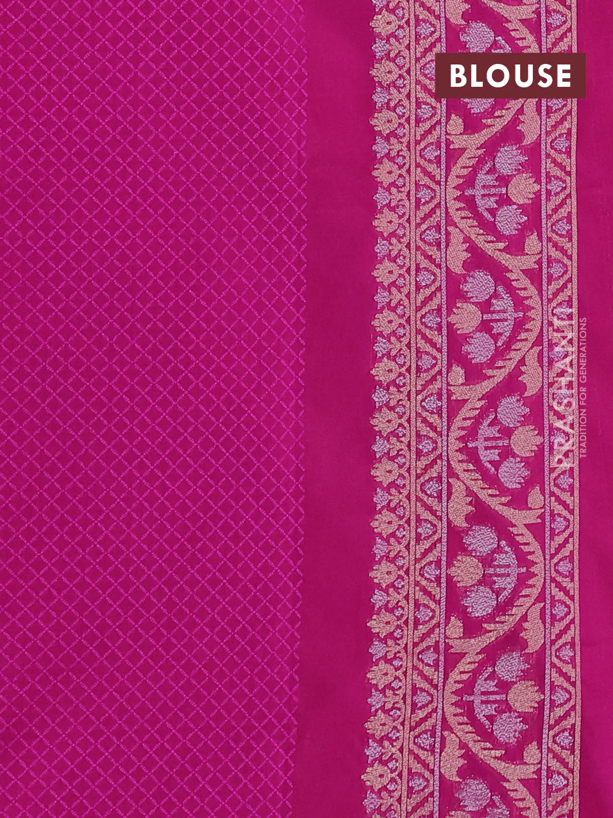 Banarasi semi katan silk saree purple with allover thread & zari weaves and zari woven border - Image 3