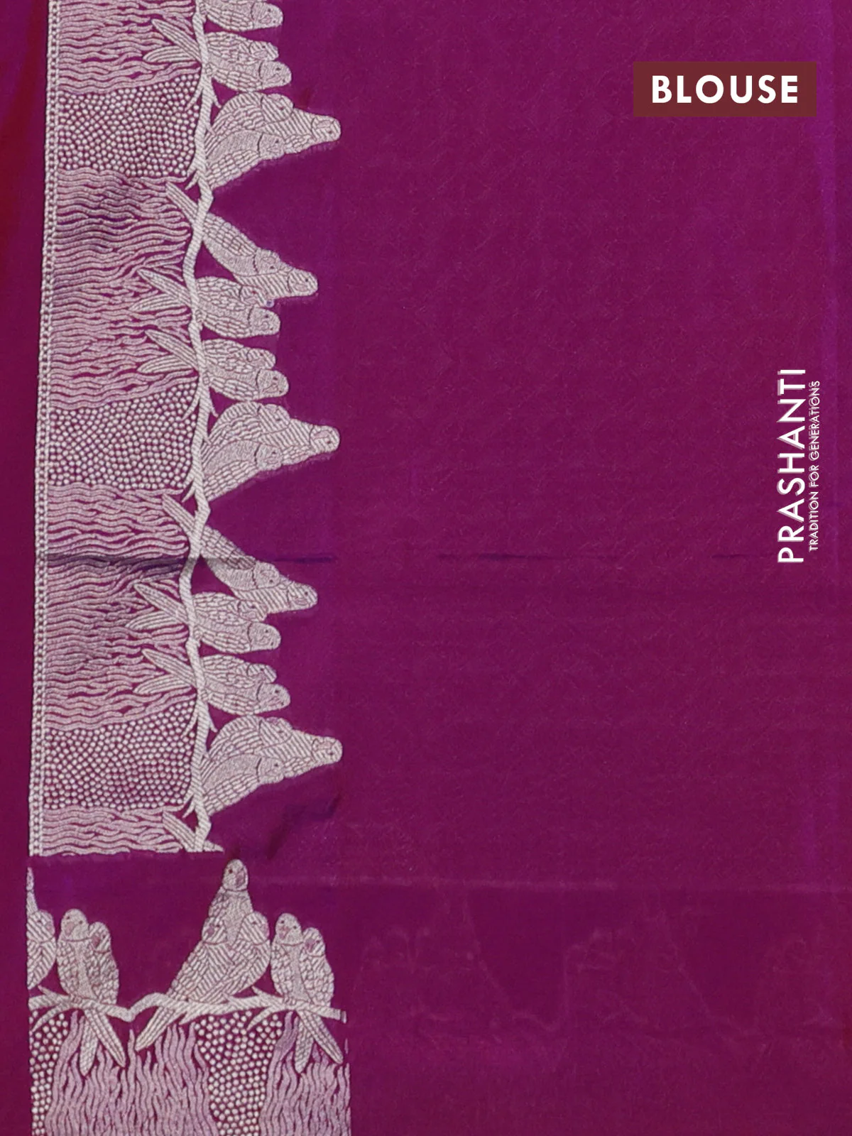 Banarasi semi katan silk saree purple with allover zari woven buttas and parrot design zari woven border - Image 3