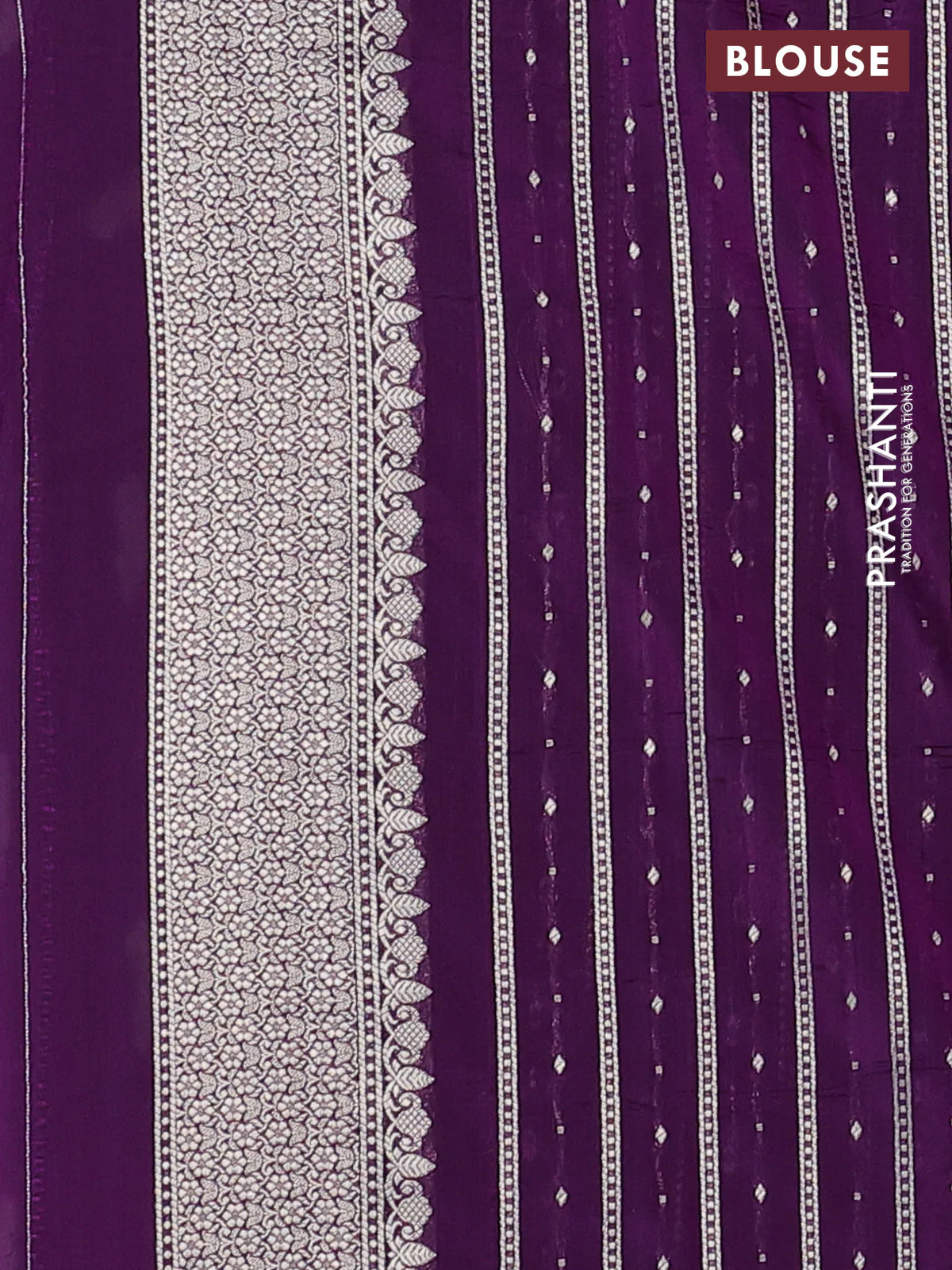 Banarasi semi katan silk saree purple with zari woven buttas and rich zari woven border - Image 3