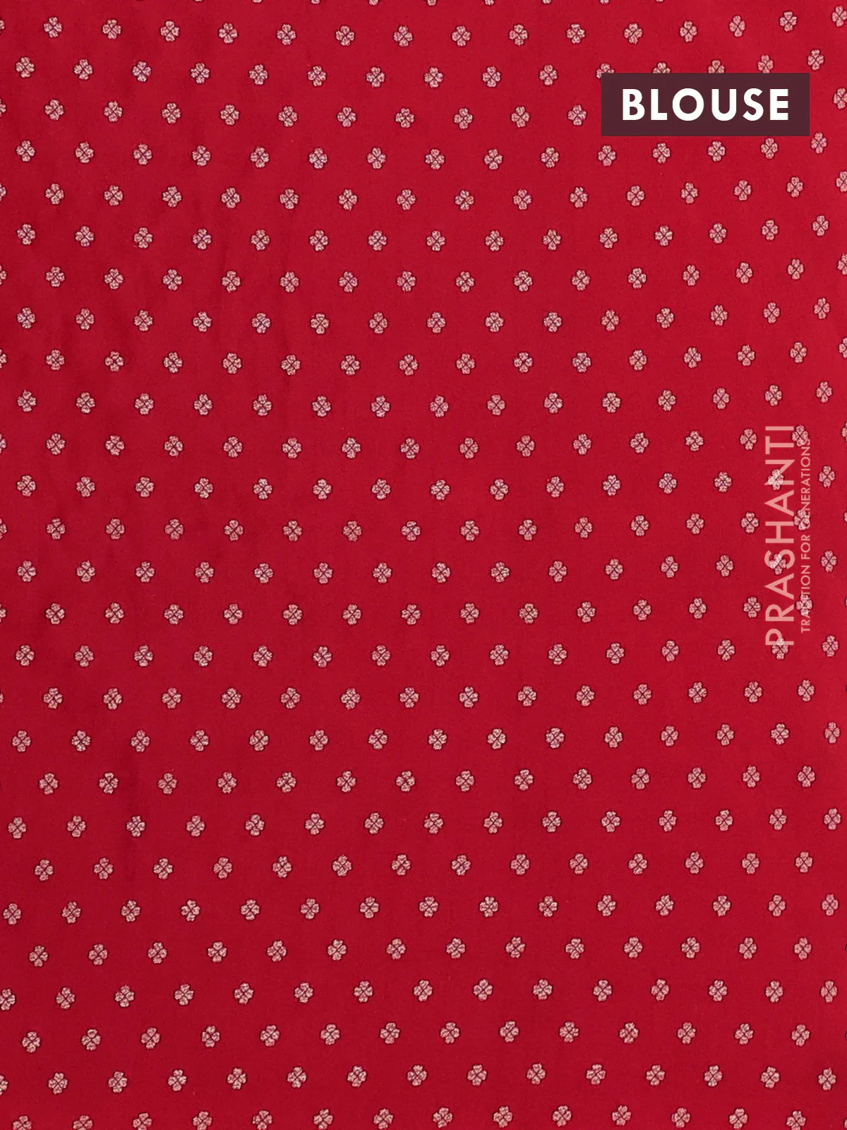 Banarasi semi katan silk saree red with allover jamdhani weaves and zari woven border - Image 3