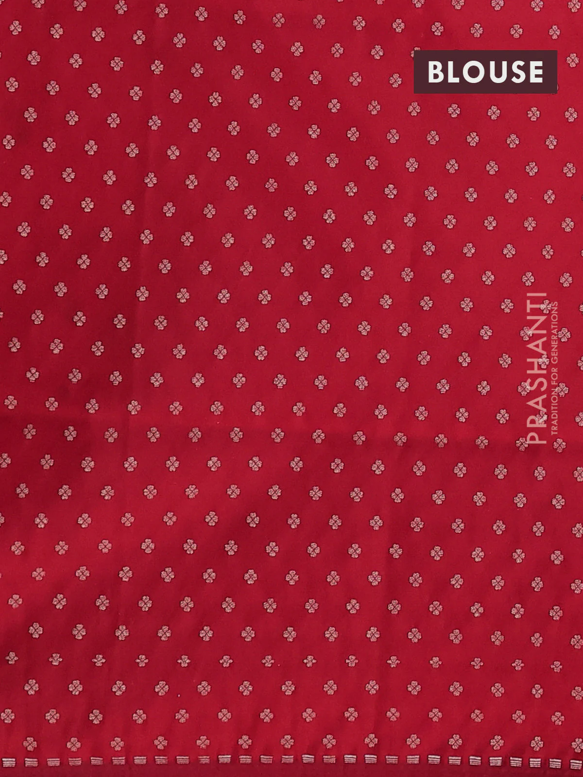Banarasi semi katan silk saree red with allover silver & zari weaves and zari woven border - Image 3