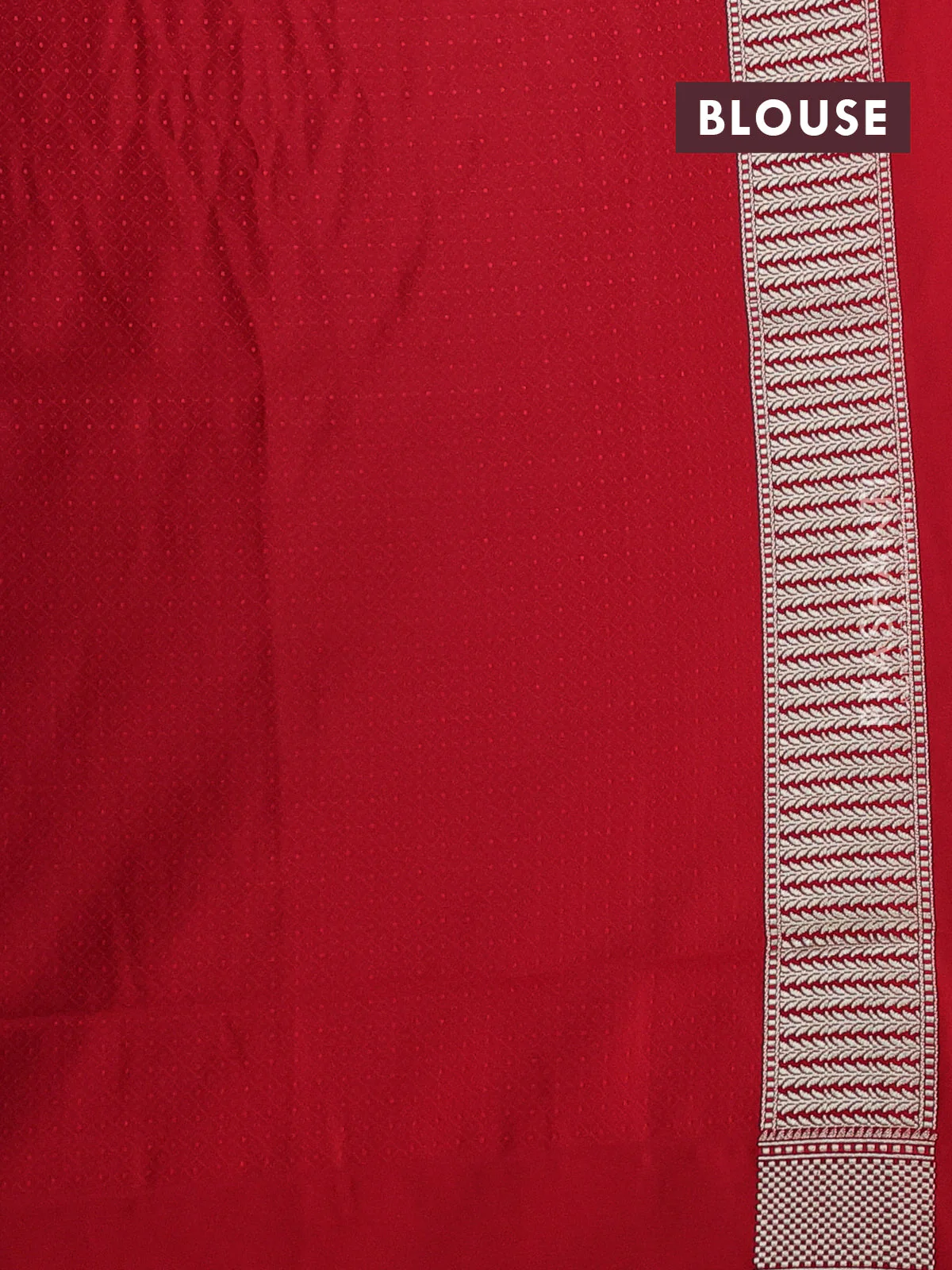Banarasi semi katan silk saree red with allover thread weaves & zari woven border and zari woven border - Image 3
