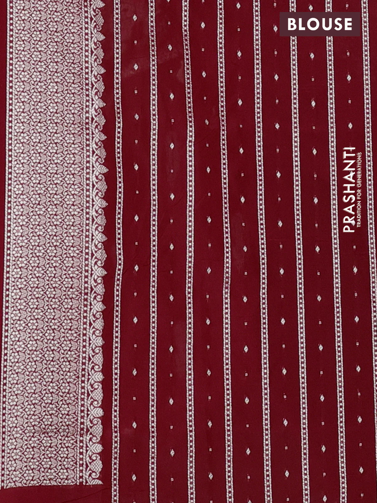 Banarasi semi katan silk saree red with zari woven buttas and rich zari woven border - Image 3