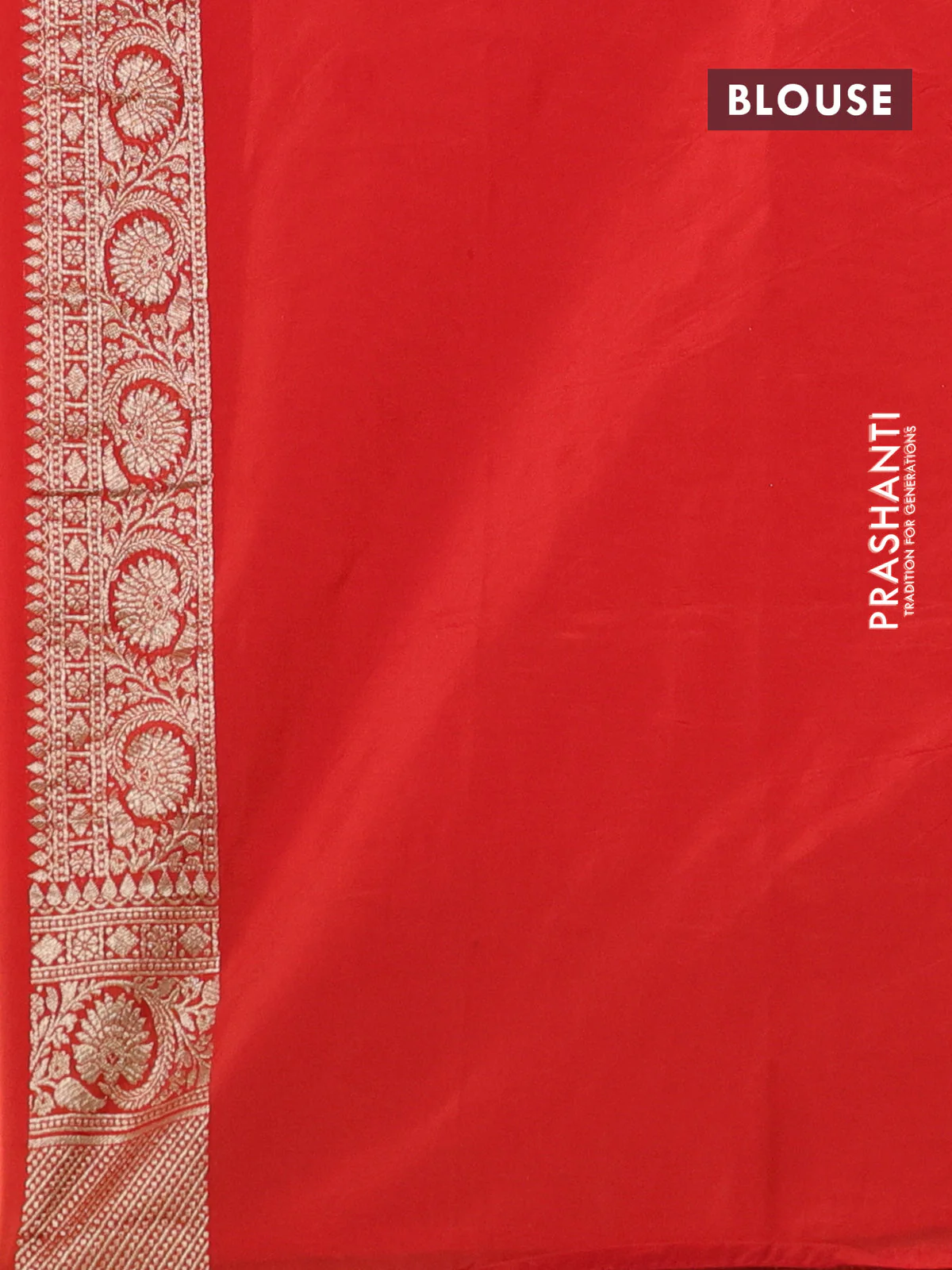 Banarasi semi katan silk saree red with zari woven buttas and rich zari woven border - Image 3