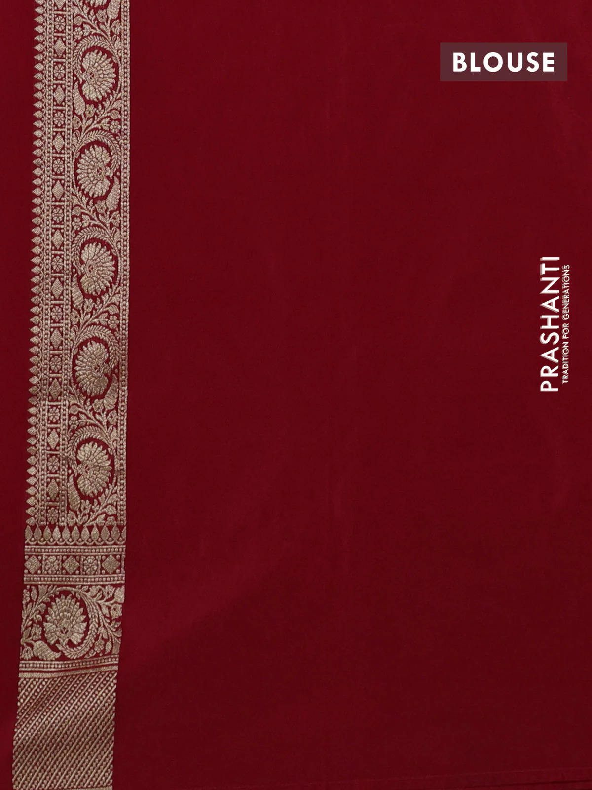 Banarasi semi katan silk saree red with zari woven buttas and rich zari woven border - Image 3