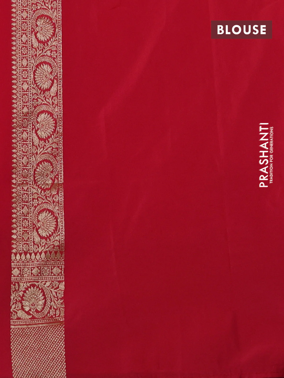 Banarasi semi katan silk saree reddish pink with zari woven buttas and rich zari woven border - Image 3