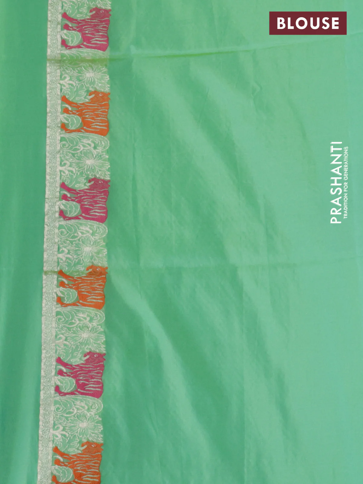 Banarasi semi katan silk saree teal green shade with allover zari weaves and rich zari woven border - Image 3