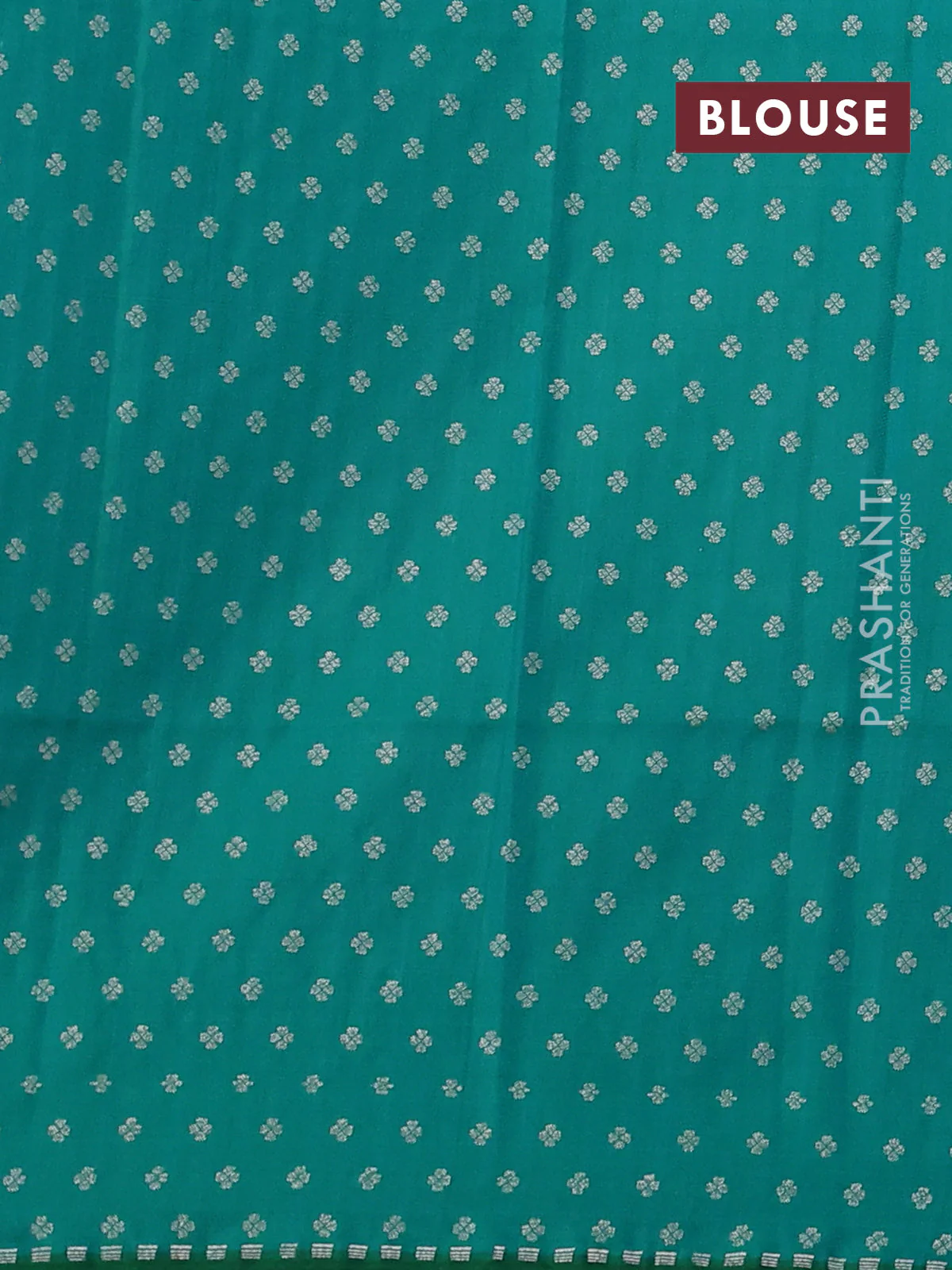Banarasi semi katan silk saree teal green with allover jamdhani weaves and zari woven border - Image 3