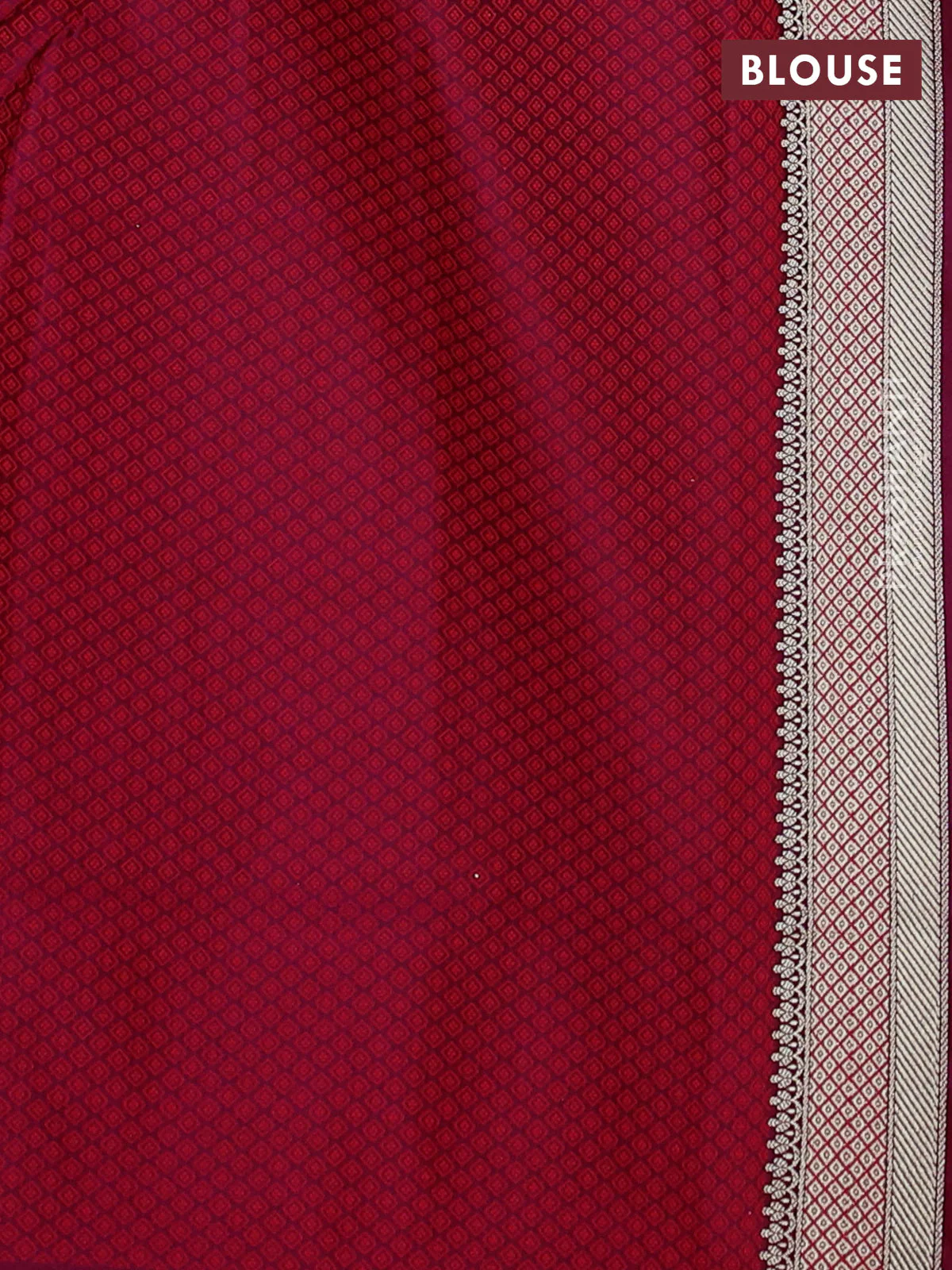 Banarasi semi katan silk saree wine shade and red with allover floral self emboss & zari woven buttas and zari woven border - Image 3