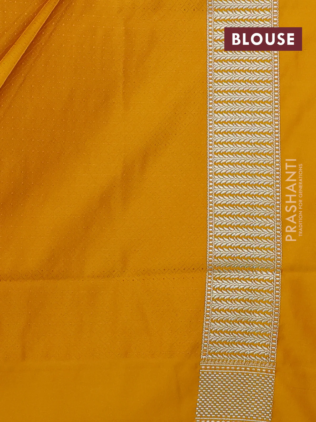 Banarasi semi katan silk saree yellow with allover thread weaves & zari woven border and zari woven border - Image 3