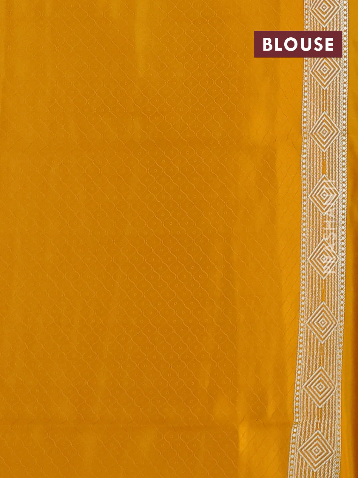 Banarasi semi katan silk saree yellow with allover thread weaves & zari woven buttas and zari woven border - Image 3