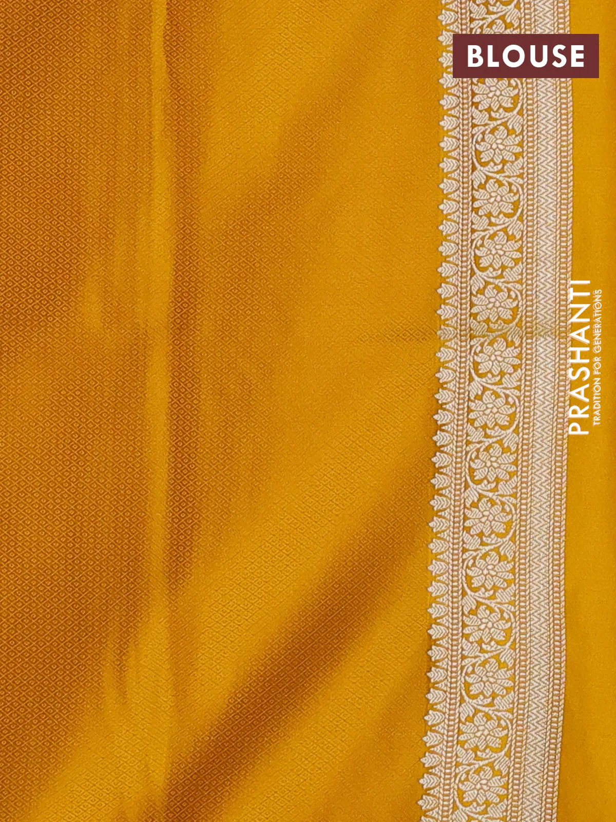 Banarasi semi katan silk saree yellow with allover thread weaves & zari woven buttas and zari woven border - Image 3