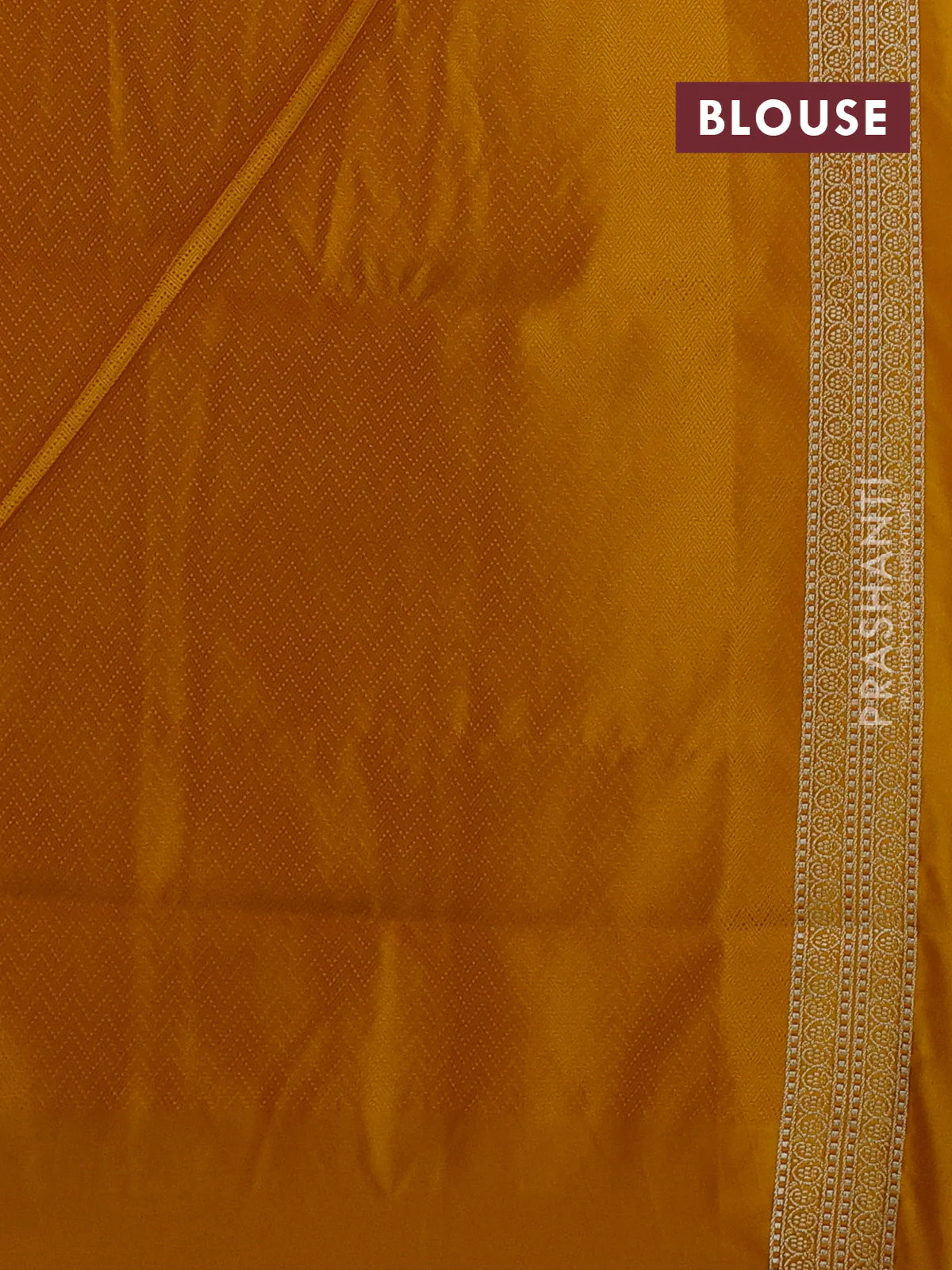 Banarasi semi katan silk saree yellow with allover thread woven buttas and zari woven butta border - Image 3