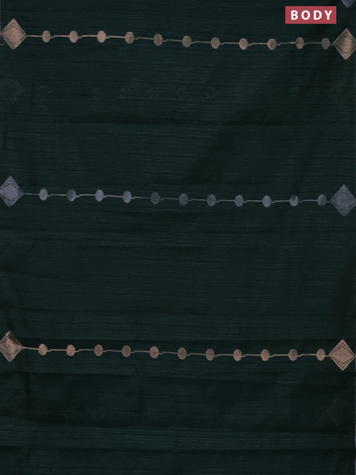 Banarasi semi matka saree bottle green with silver & gold geometric weaves and zari woven piping border - Image 2
