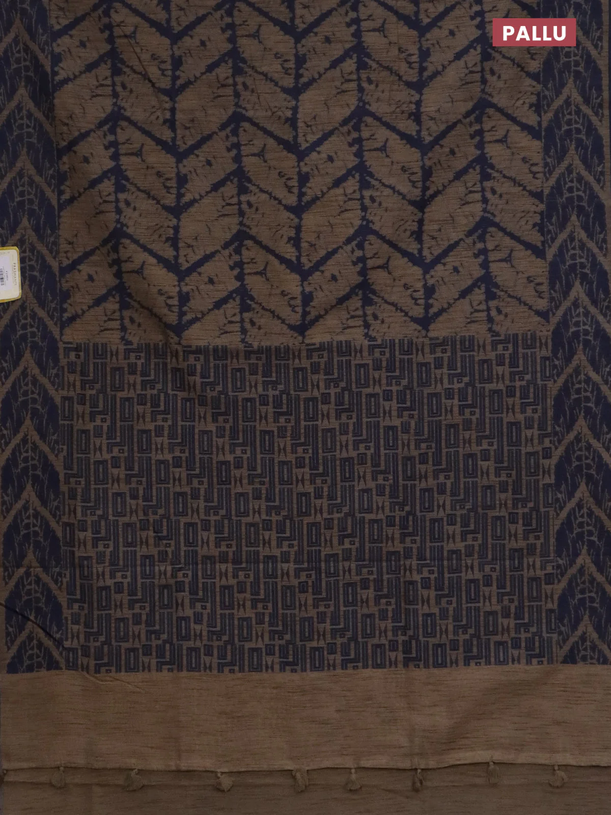 Banarasi semi matka saree chikku shade and blue with allover thread weaves and thread woven border - Image 3
