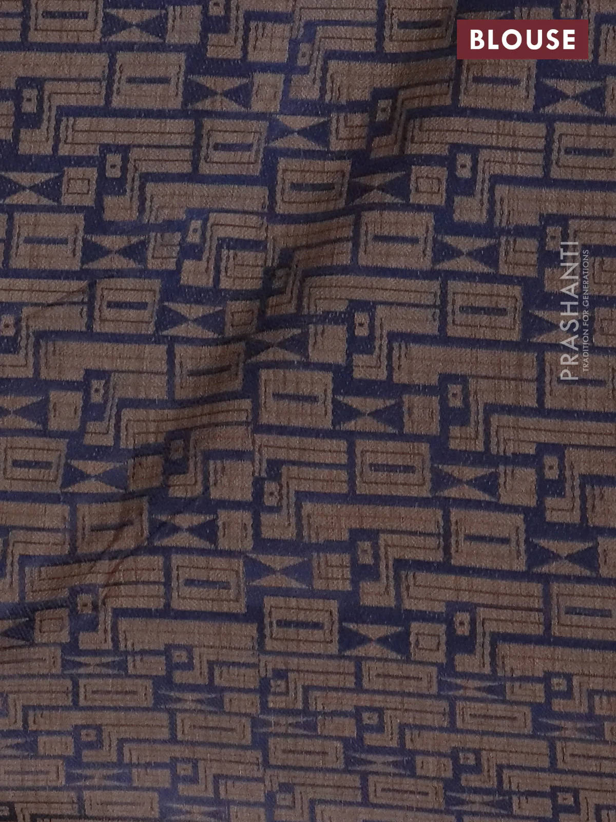 Banarasi semi matka saree chikku shade and blue with allover thread weaves and thread woven border - Image 4