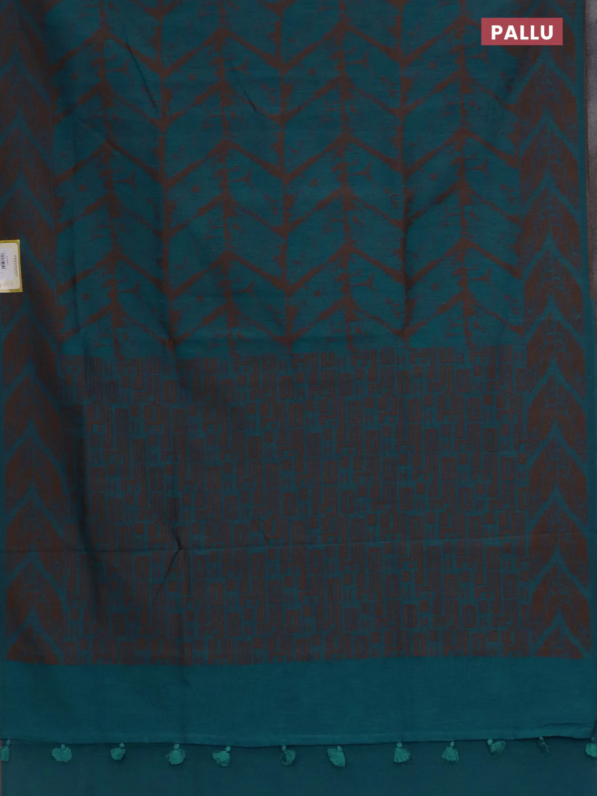 Banarasi semi matka saree cs blue and brown with allover thread weaves and thread woven border - Image 3