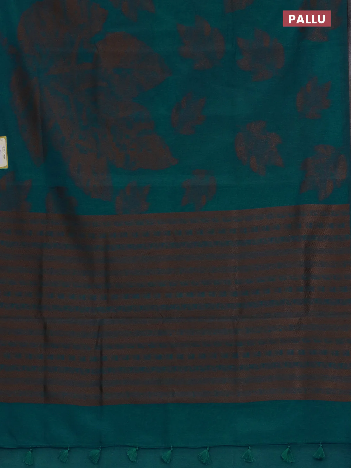 Banarasi semi matka saree cs blue with allover thread woven leaf butta weaves in borderless style - Image 3