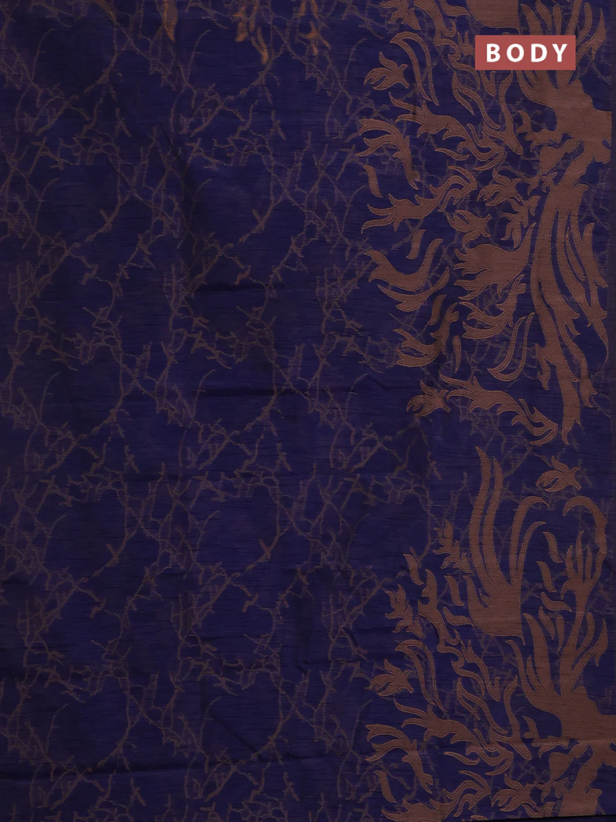 Banarasi semi matka saree dark blue with allover thread weaves in borderless style - Image 2