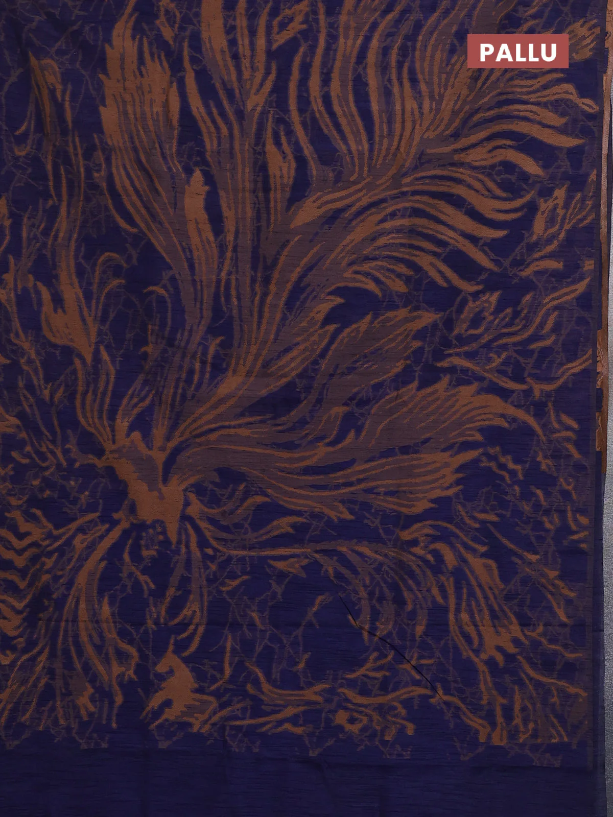 Banarasi semi matka saree dark blue with allover thread weaves in borderless style - Image 3