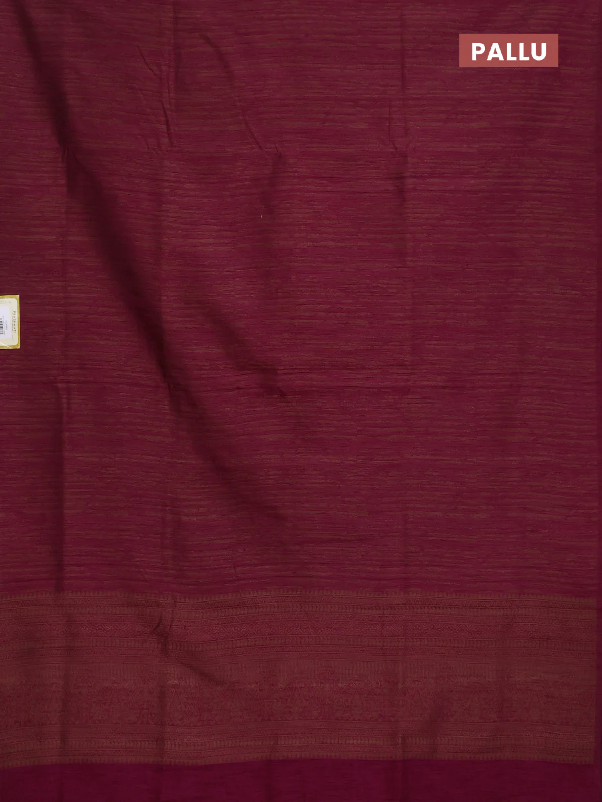 Banarasi semi matka saree dark magenta with allover thread weaves in borderless style - Image 3