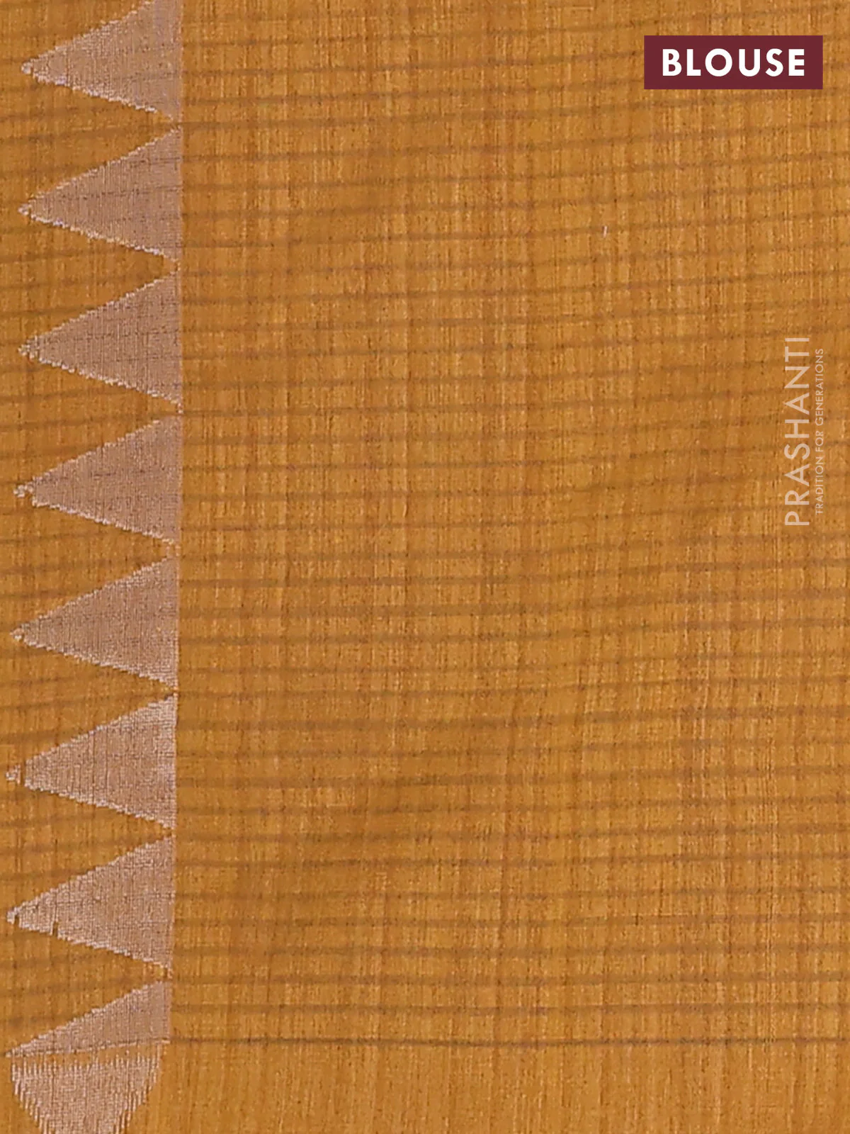 Banarasi semi matka saree dark mustard with allover silver & gold zari weaves and zari woven butta border - Image 4