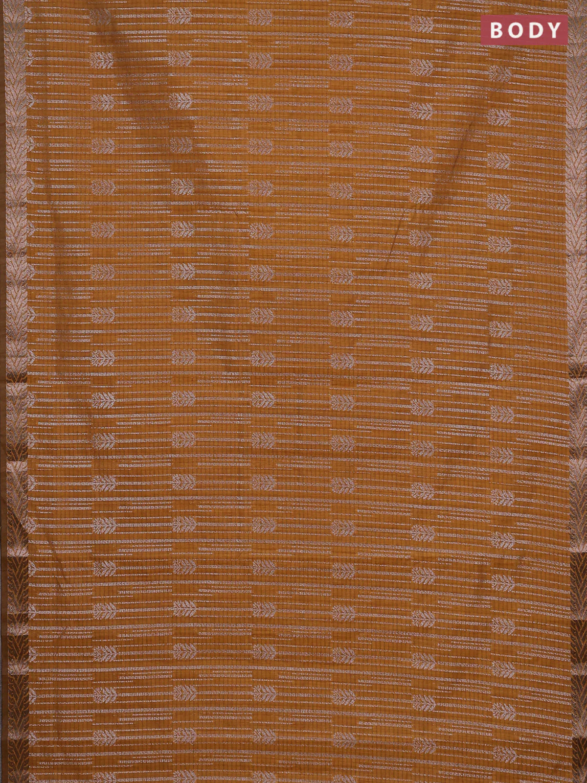 Banarasi semi matka saree dark mustard with allover thread & silver zari weaves and woven border - Image 2