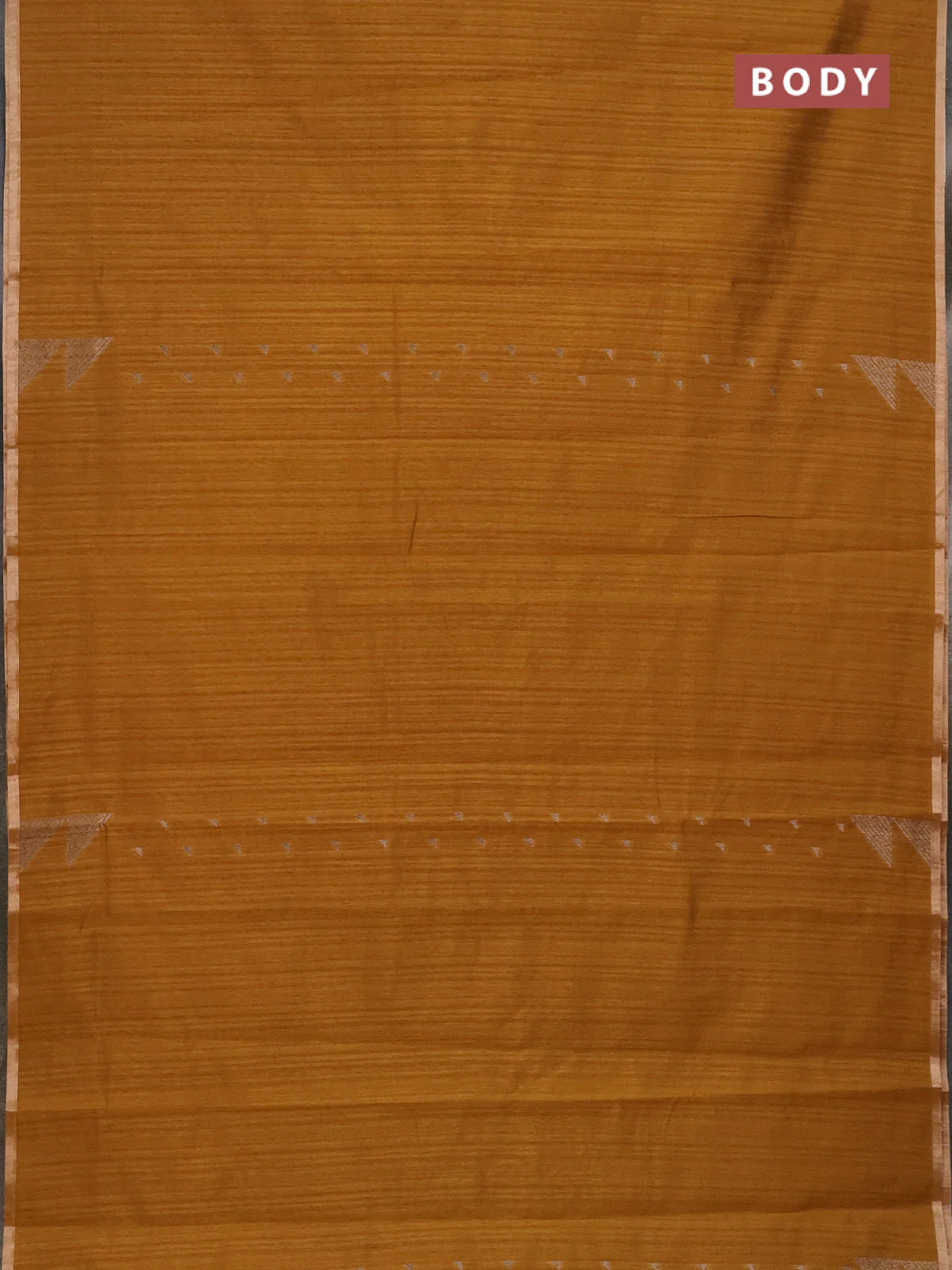 Banarasi semi matka saree dark mustard with allover zari woven geometric buttas and woven border - Image 2